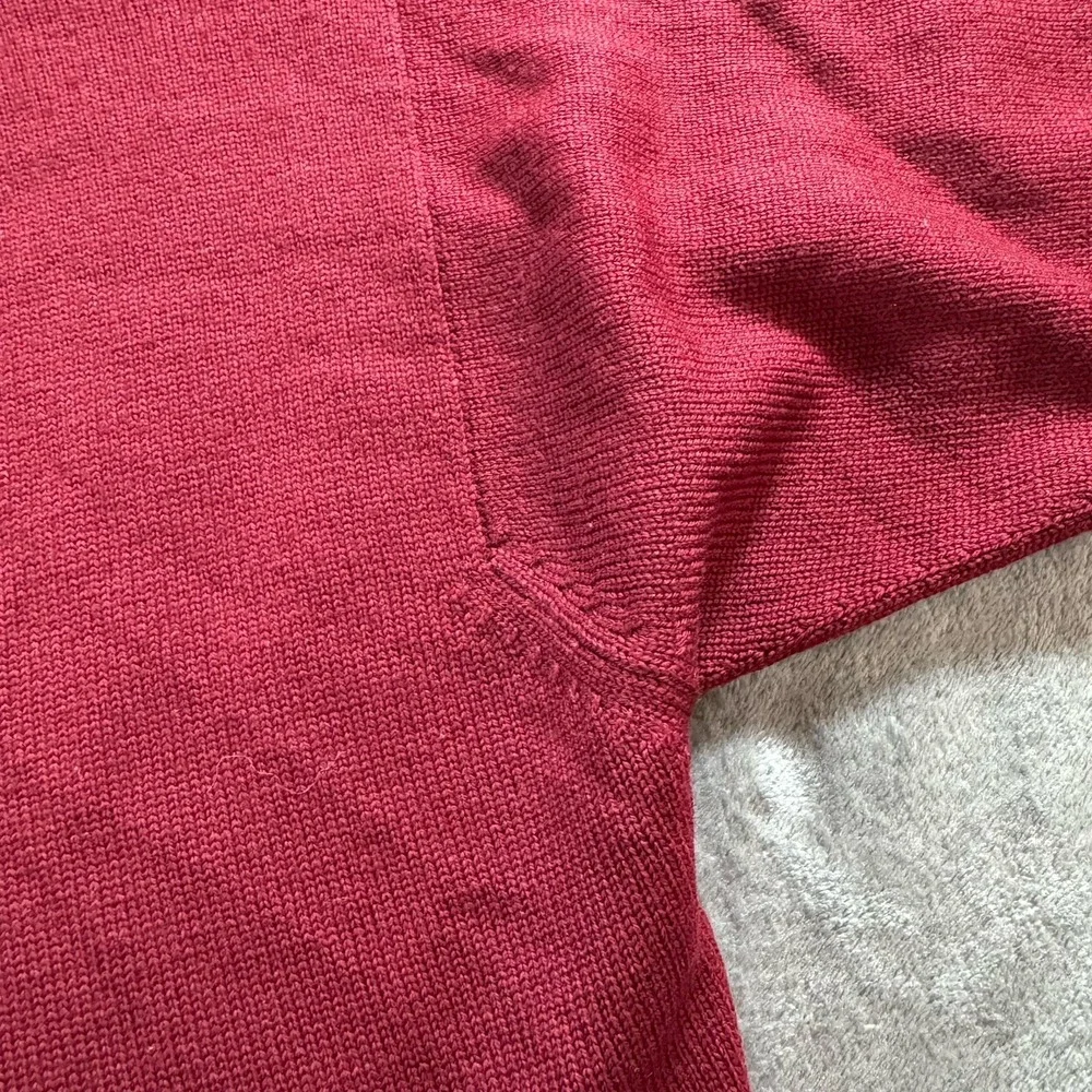 Vintage Burberrys Sweater‎ Mens XL Red Merino Wool V-Neck Academia 80s Scotland